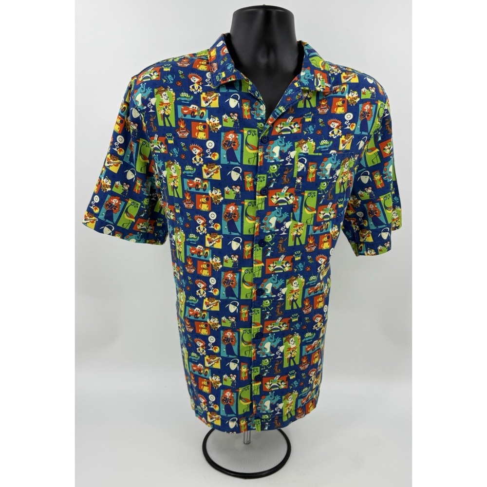 Disney Parks World of Pixar S/S Camp Shirt Monsters Inc Up Toy Story Men's Med M